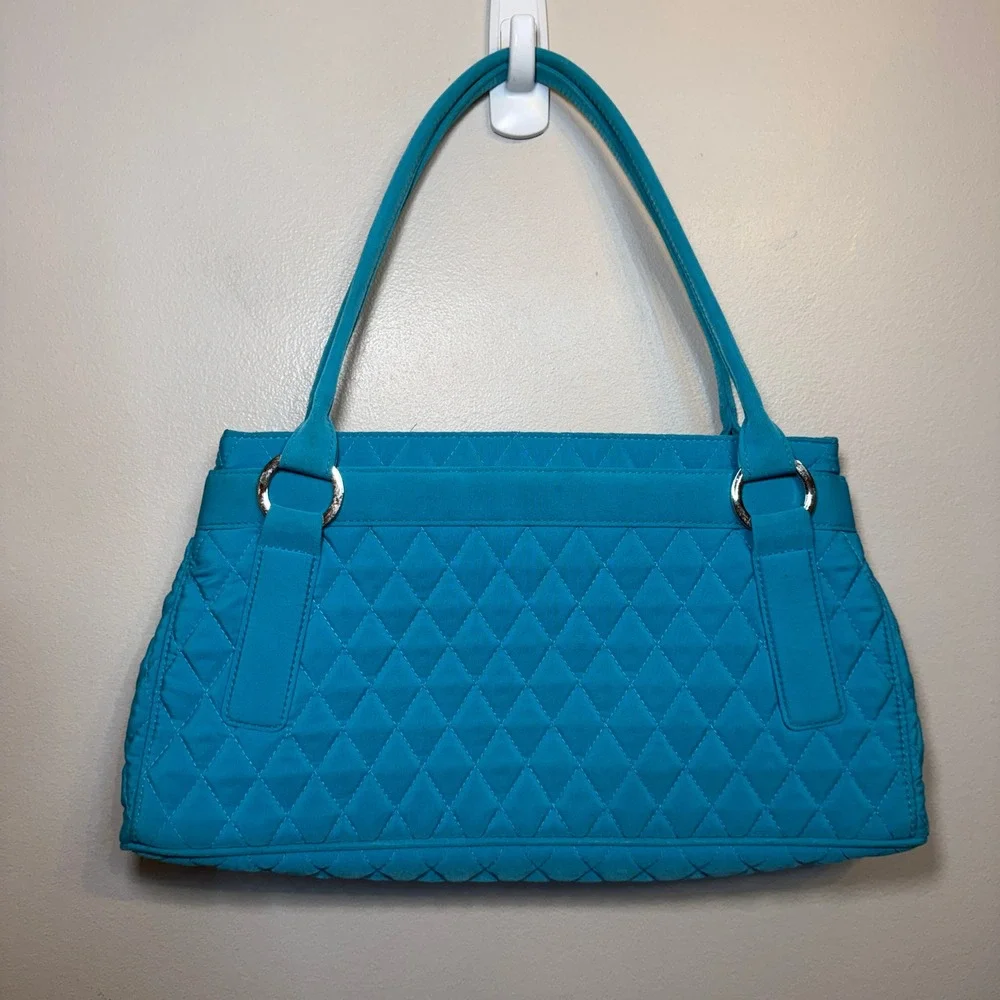 Vera Bradley Turquoise Blue Microfiber Quilted Shoulder Bag Purse